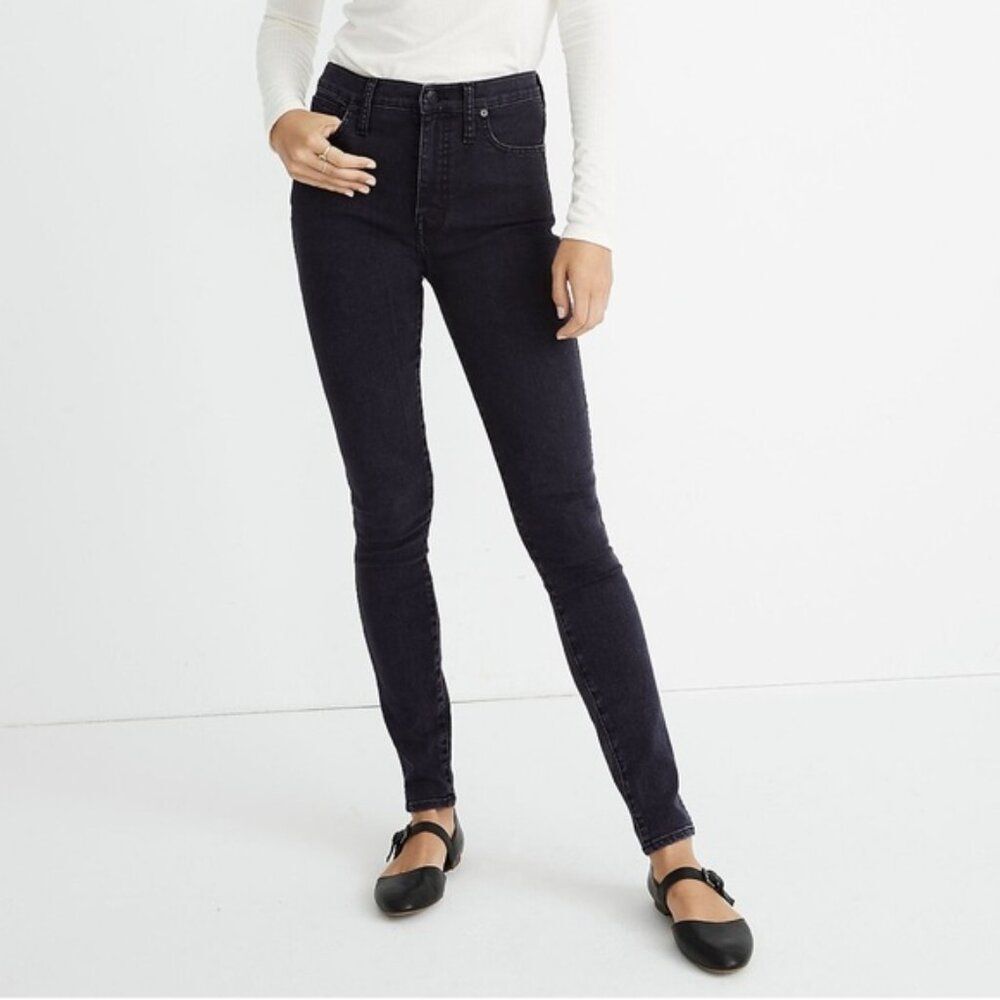 Madewell Vintage Black Wash Skinny Jeans Stretchy Comfort Distressed Siz…